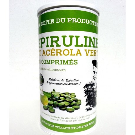 La boite du producteur de spiruline, spiruline et acérola bio 900 comprimés 